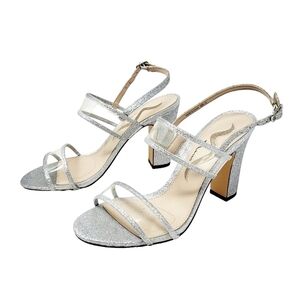 NINA silver glitter evening dress heels wedding guest prom